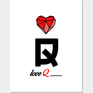 Initial love letter Q for valentine Posters and Art